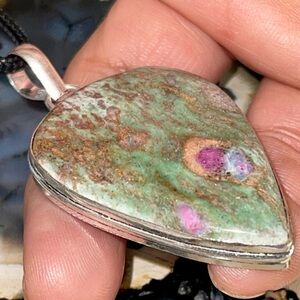 Teardrop Ruby Fuchsite Pendant 2 1/4”